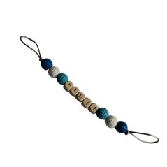 Přívěšek s dřevěnými korálky modrý - vlastní jméno