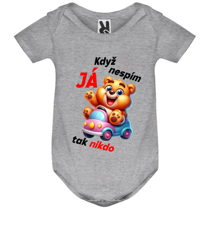 Body méďa Když JÁ nespím tak nikdo nespí - Barva: Šedá