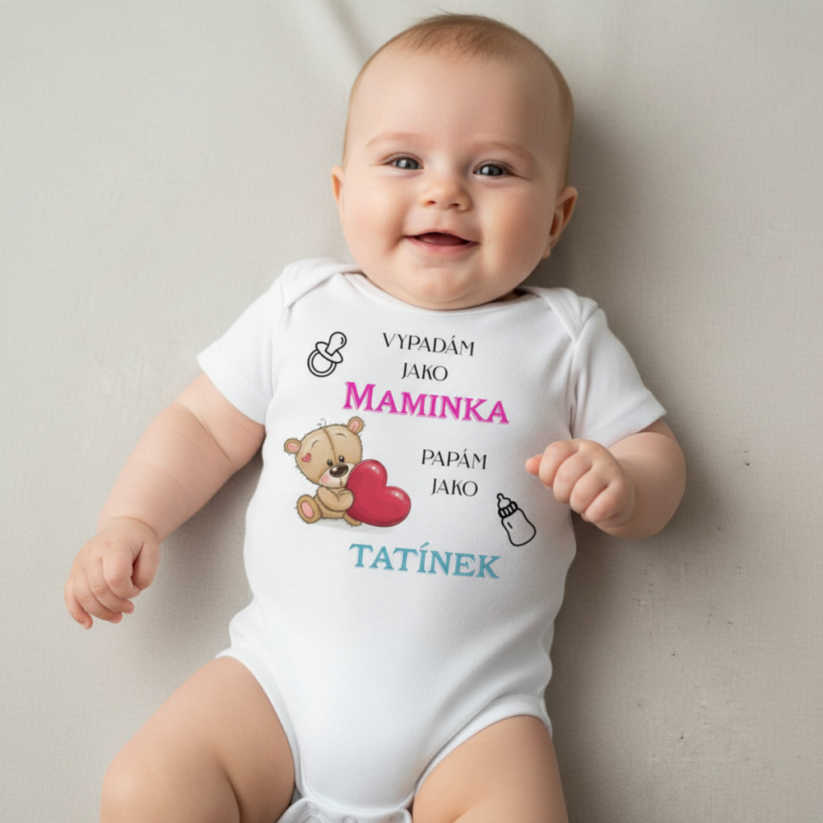 Body vypadám jako maminka papám jako tatínek - Barva: Modrá, Velikost: 3 měsíce