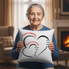 Polštář pro babičku s jmény dětí a vnoučaty
