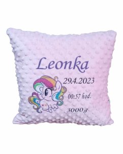 Minky polštář s údaji o narození Unicorn