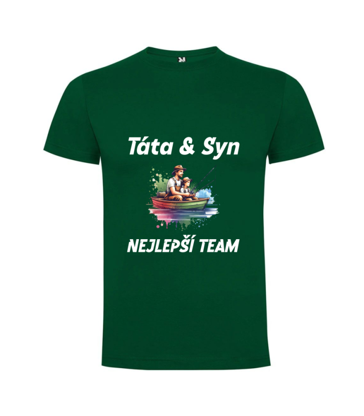Pánské tričko Táta a syn nejlepší team - Barva: Lahvově zelená