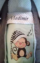 Minky deka opička s vyšitým jménem