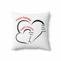 Polštář pro babičku s jmény dětí a vnoučaty