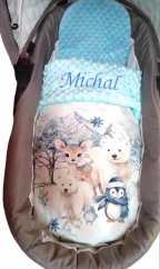 Minky deka s výšivkou jména – motiv zimní zvířata