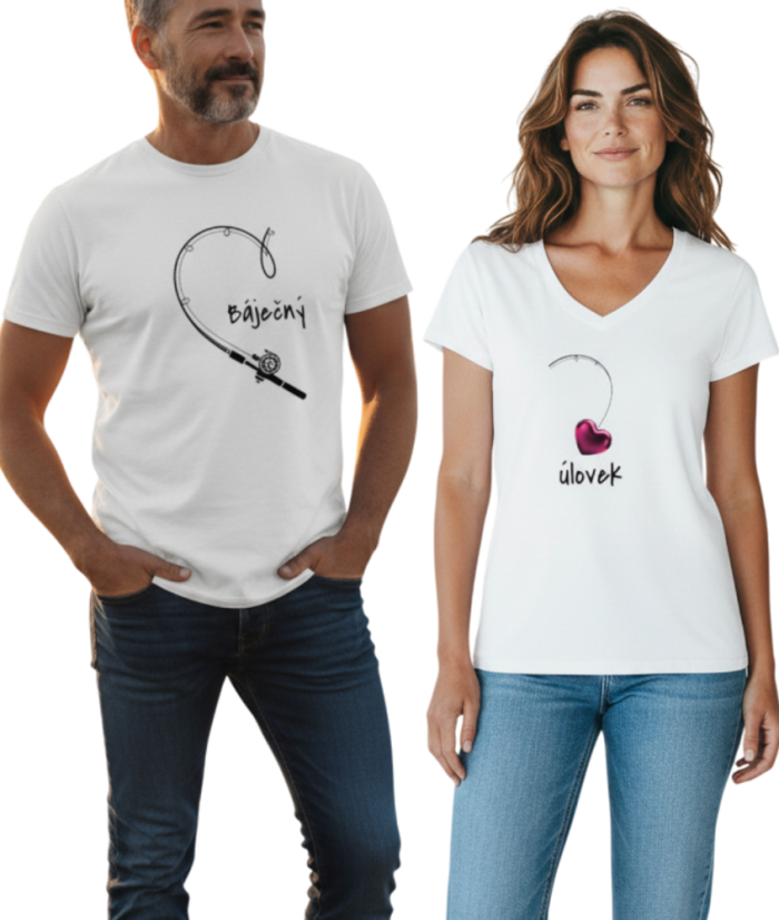 Párové tričko BÁJEČNÝ ÚLOVEK - Barva - Unisex tričko: Bílá