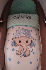 Minky deka slona s vyšitým jménem