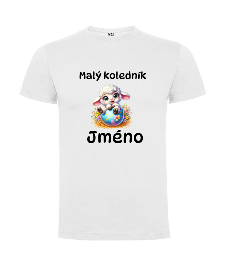 Dětské velikonoční tričko s vlastním jménem - motiv ovečka - Barva: Červená