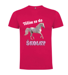 Dětské tričko s vlastním jménem: „Těším se do školky... motiv - kůn