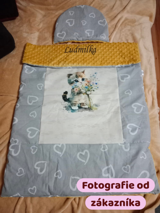 Minky deka kočka s vyšitým jménem