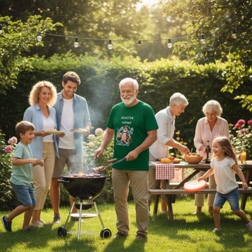 Pánské tričko - motiv dědečka - Dědeček nejlepší GRILLMASTESTR - Barva: Bílá
