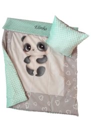 Minky deka 100*150cm s vyšitým jménem - PANDA