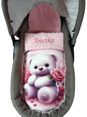 Minky deka s vyšitým menom Méďa s růží