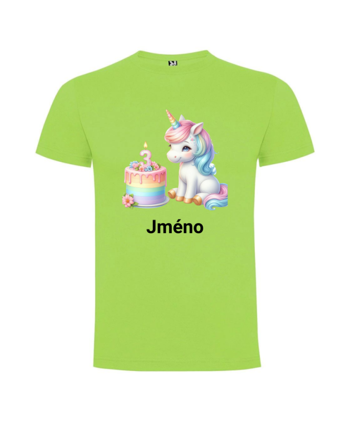 Narodeninové tričko s menom Jednorožec