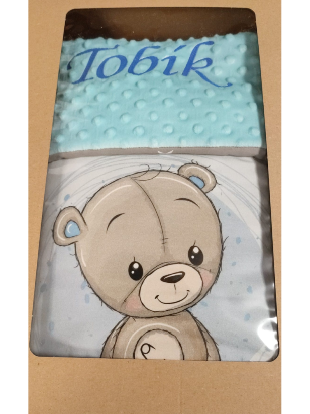 Minky deka medvedík chlapec s vyšitým menom