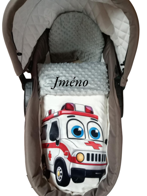 Minky deka s vyšitým jménem sanitka