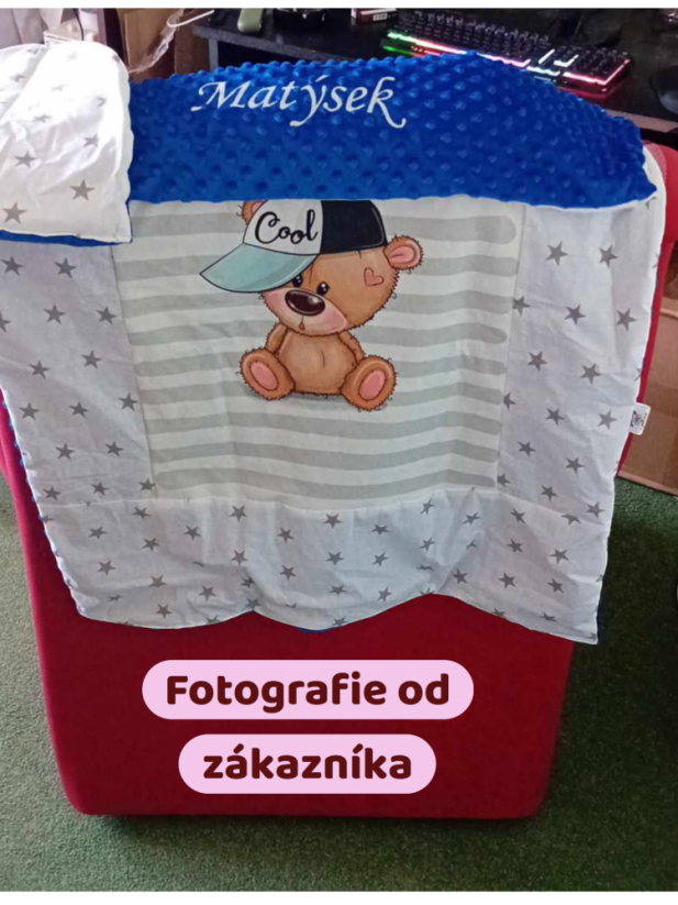 Minky deka s výšivkou jména – motiv medvídek COOL