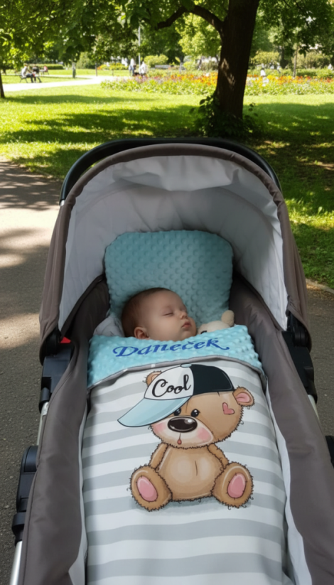 Minky deka s výšivkou jména – motiv medvídek COOL