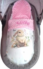 Minky deka s výšivkou jména – motiv králíček