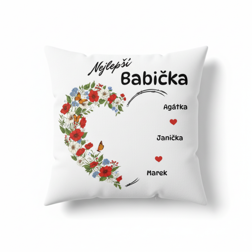 Polštář nejlepší babička s jmény vnoučat