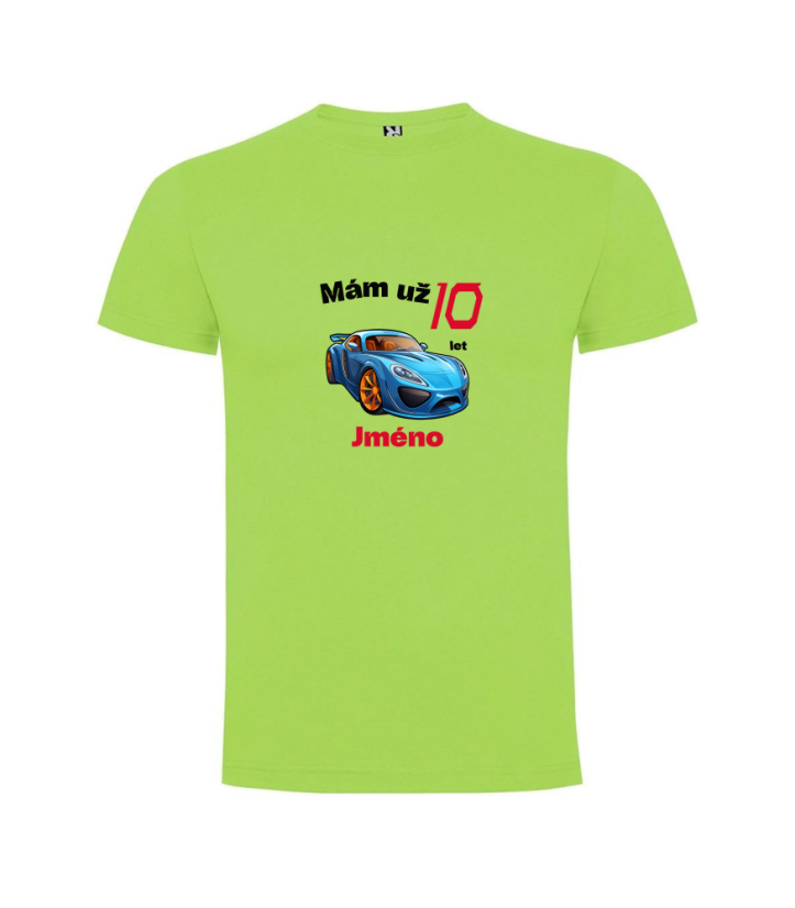 Narodeninové tričko auto s jménem - Věk: 8