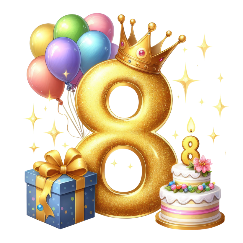 Narodeninové tričko balonky s jménem - Věk: 8