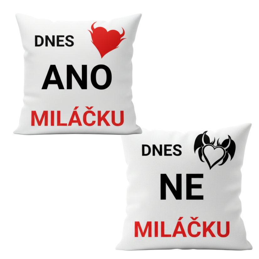 Oboustranný polštář: Dnes ANO miláčku, dnes NE miláčku