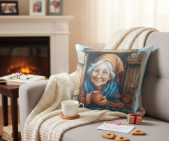 Povlak na polštář babička s kafíčkem