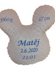 Polštář Mickey - s údaji o narození