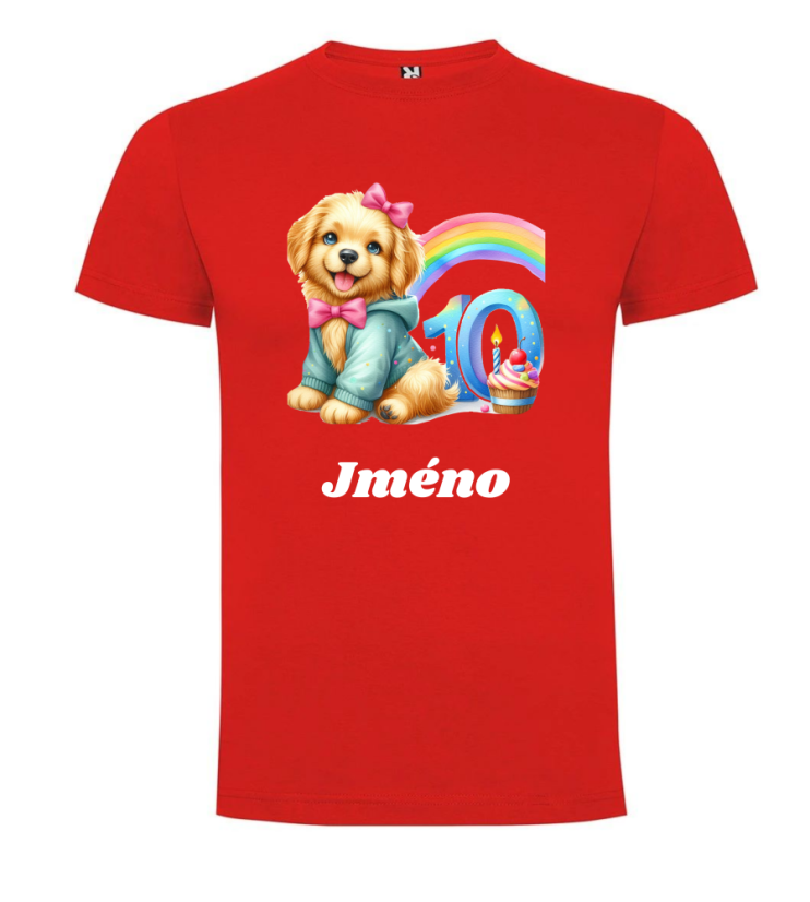 Narozeninové tričko se jménem Pejsek - Věk: 9
