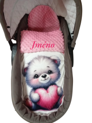 Minky deka s vyšitým menom Méďa se srdcem