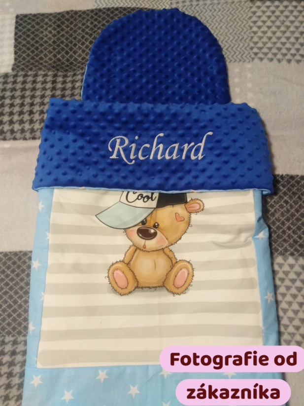 Minky deka s výšivkou jména – motiv medvídek COOL