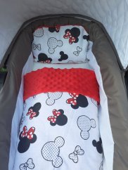 Oboustranné hnízdečko s podložkou Minnie s červenou mašlí