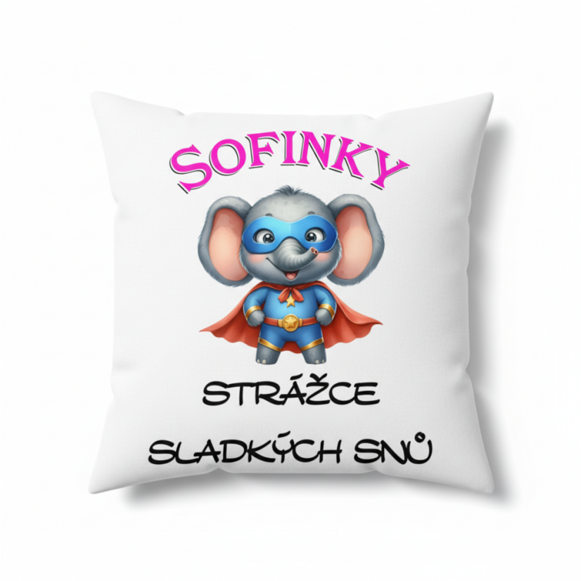 Polštář se jménem strážce sladkých snů slon