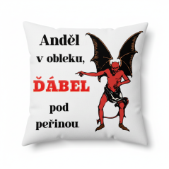 Polštář Anděl v obleku, ďábel pod peřinou