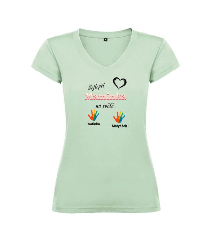 Dámské tričko nejlepší maminka se jmény dětí - Barva: Bílá