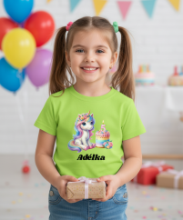 Narodeninové tričko s menom Jednorožec