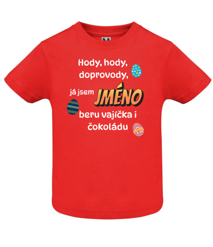Dětské velikonoční tričko s vlastním jménem - Barva: Červená