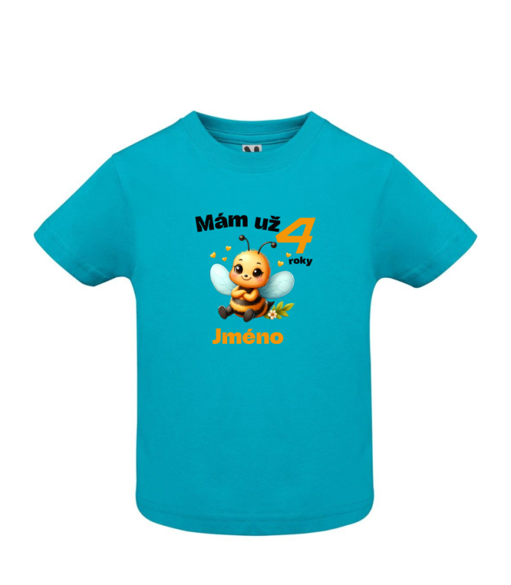 Narodeninové tričko včelka s jménem - Veľkosť: 128/134 7/8 rokov, Farba: Červená