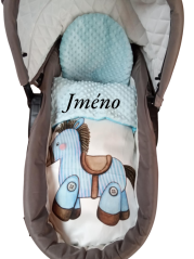 Minky deka s vyšitým menom modrý koník
