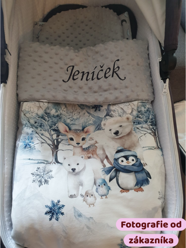 Minky deka zimné zvieratá s vyšitým menom