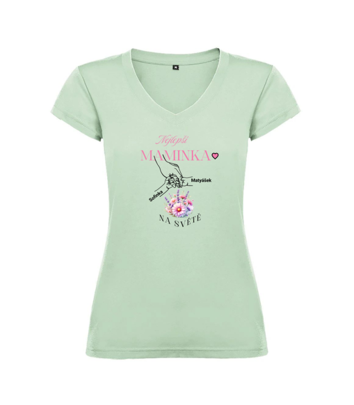 Dámské tričko nejlepší maminka se jmény dětí