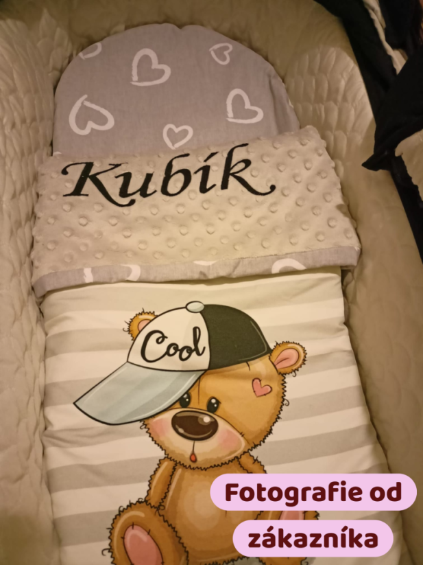 Minky deka s výšivkou jména – motiv medvídek COOL