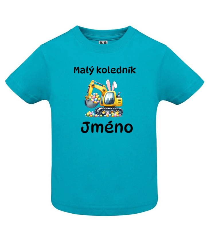 Dětské velikonoční tričko s vlastním jménem - motiv bagr
