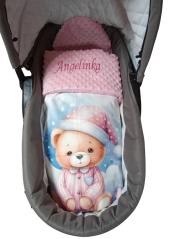 Minky deka s vyšitým menom méďa Dobrou noc