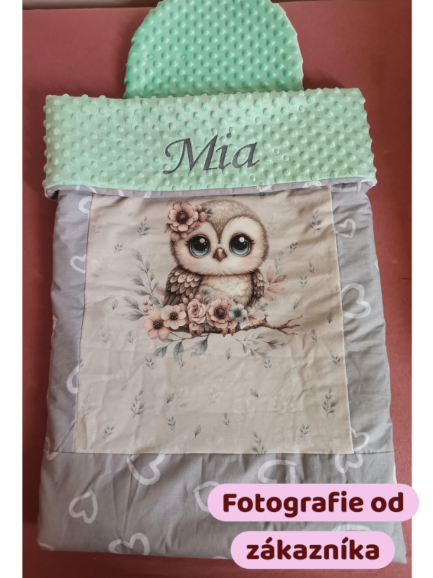 Minky deka sovička s vyšitým menom