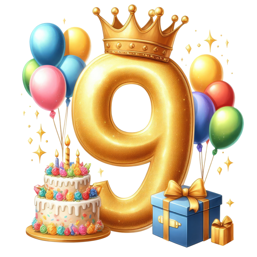 Narodeninové tričko balonky s jménem - Věk: 9