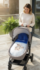 Minky deka medveď s kvetinou s vyšitým menom