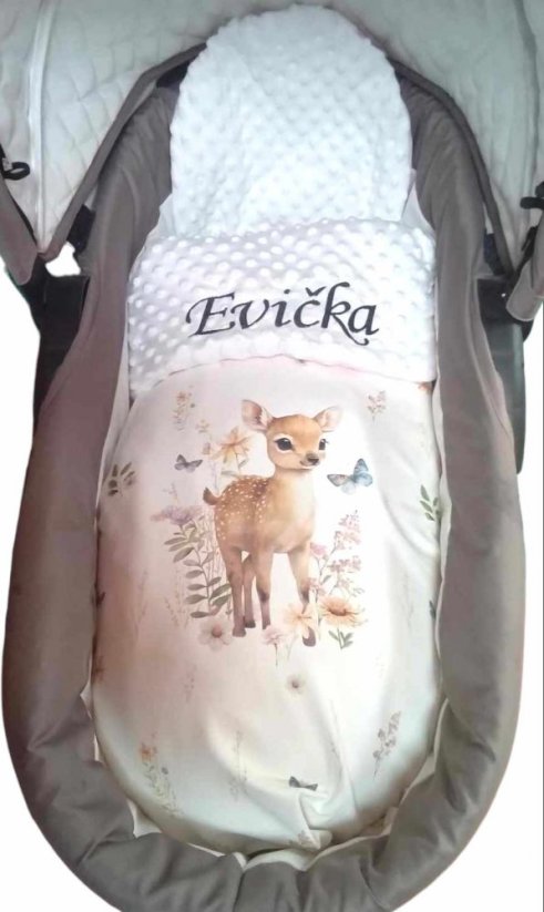 Minky deka srnka s vyšitým jménem + polštáře