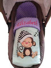 Minky deka opička s vyšitým jménem